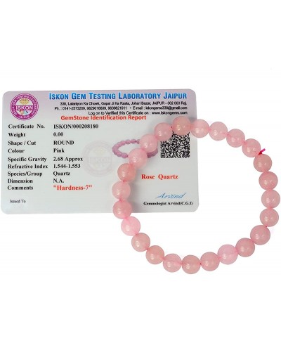 Natural Certified Rose Quartz Bracelet 8mm Round Beads Crystal Stone Bracelet for Reiki Healing and Crystal Healing Stone Bra...
