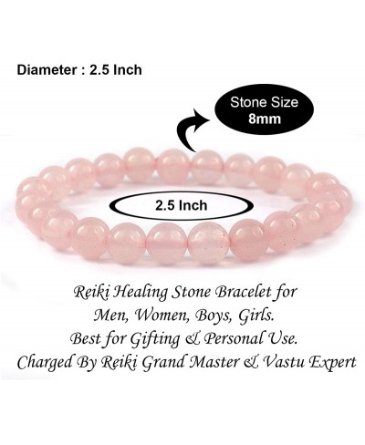 Natural Certified Rose Quartz Bracelet 8mm Round Beads Crystal Stone Bracelet for Reiki Healing and Crystal Healing Stone Bra...