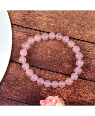 Natural Certified Rose Quartz Bracelet 8mm Round Beads Crystal Stone Bracelet for Reiki Healing and Crystal Healing Stone Bra...