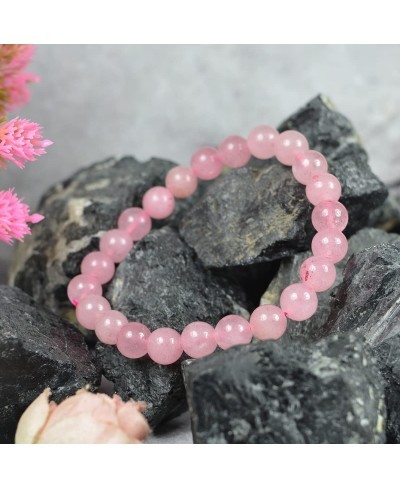 Natural Certified Rose Quartz Bracelet 8mm Round Beads Crystal Stone Bracelet for Reiki Healing and Crystal Healing Stone Bra...