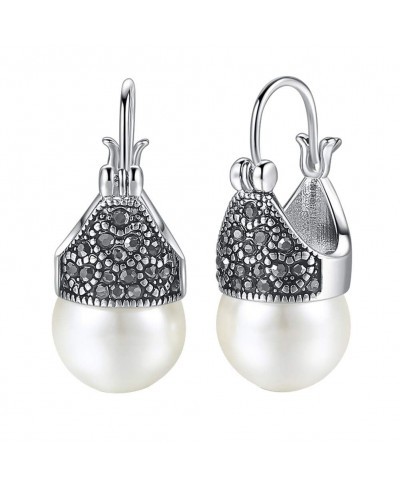 Earrings Women Vintage Cubic Zirconia Inlaid Faux Pearl Pendant Earrings Jewelry Gift 1 $9.17 Jewelry Sets