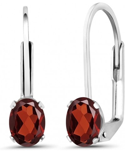 925 Sterling Silver Red Garnet Earrings For Women (1.10 Ct Oval 6X4MM) $35.54 Hoop