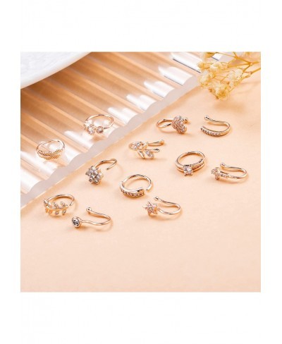 12Pcs Faux Nose Rings Hoop for Women Men Non-Piercing Clip On Nose Ring Cartilage Tragus Helix Ear Fake Piercing Jewelry $10....