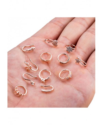 12Pcs Faux Nose Rings Hoop for Women Men Non-Piercing Clip On Nose Ring Cartilage Tragus Helix Ear Fake Piercing Jewelry $10....