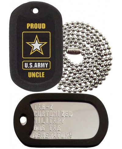 Military Dog Tags - Custom Embossed Proud Army Uncle Military Dog Tag Set $11.49 Pendants & Coins