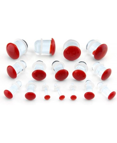 Red Color Front Single Flare Glass Plugs/Gauges (1 Pair - 2 Pieces) $15.37 Piercing Jewelry