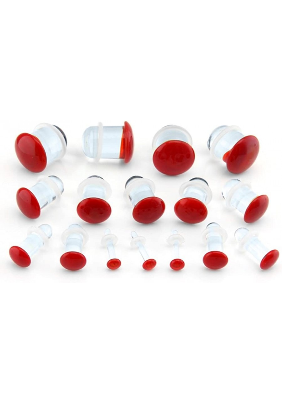 Red Color Front Single Flare Glass Plugs/Gauges (1 Pair - 2 Pieces) $15.37 Piercing Jewelry