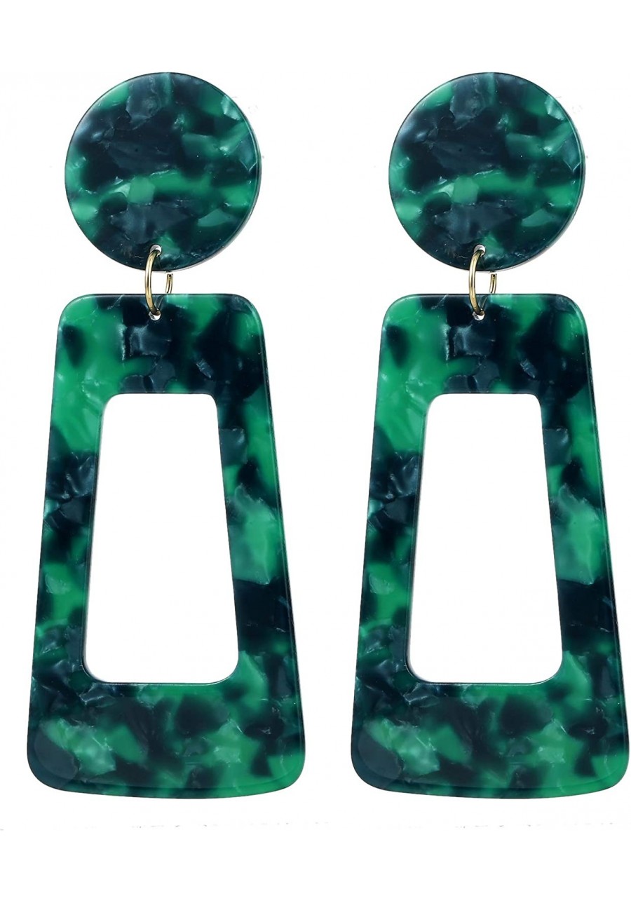 Leopard Big Square Hoop Earrings Acrylic Acid acetate Board Drop Square Earrings $8.41 Hoop