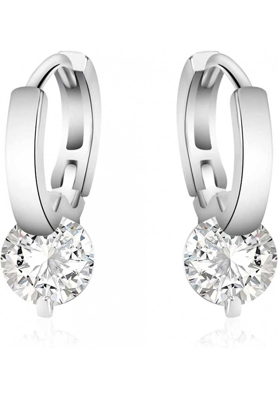 CZ Huggie Hoop Earrings - 16k Small CZ Drop Earrings Silver CZ Hoop earrings for Women $10.33 Hoop