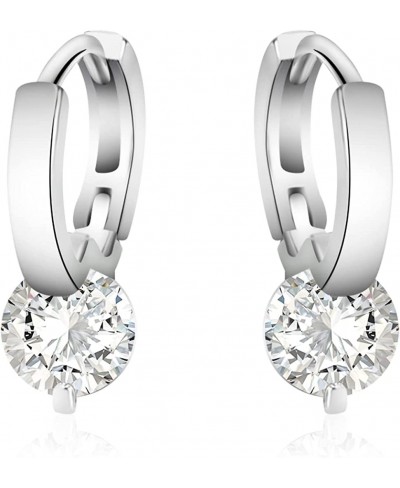 CZ Huggie Hoop Earrings - 16k Small CZ Drop Earrings Silver CZ Hoop earrings for Women $10.33 Hoop