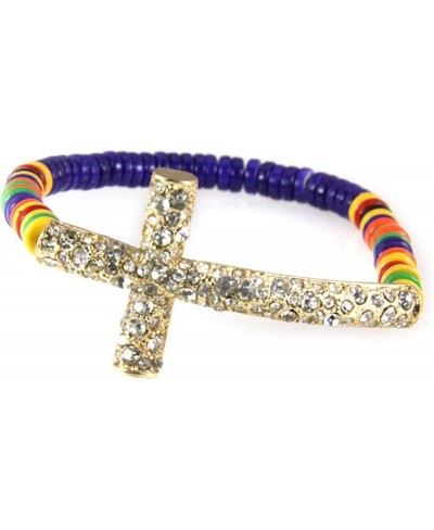 4030878 Rainbow Bead Cross Stretch Bracelet Faith Fashion Beads Beaded Inspirational $14.38 Stretch