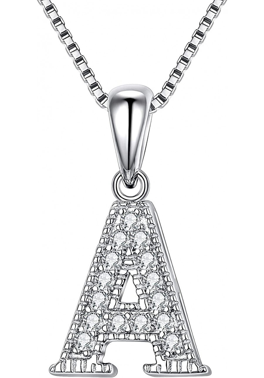 Initial Letter Necklace 925 Sterling Silver Cubic Zirconia Alphabet 26 Letters Pendant Necklace $9.90 Pendant Necklaces