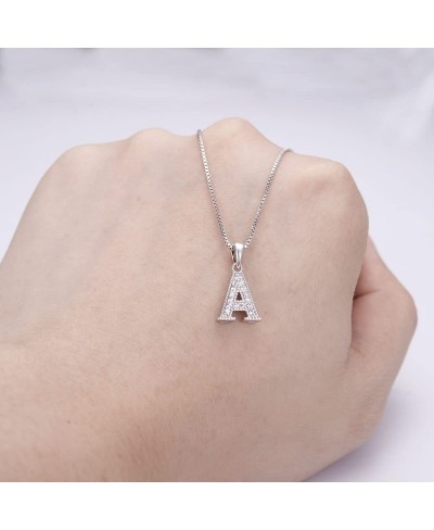 Initial Letter Necklace 925 Sterling Silver Cubic Zirconia Alphabet 26 Letters Pendant Necklace $9.90 Pendant Necklaces