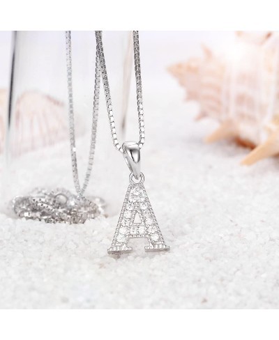 Initial Letter Necklace 925 Sterling Silver Cubic Zirconia Alphabet 26 Letters Pendant Necklace $9.90 Pendant Necklaces