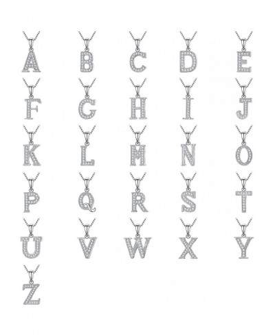 Initial Letter Necklace 925 Sterling Silver Cubic Zirconia Alphabet 26 Letters Pendant Necklace $9.90 Pendant Necklaces