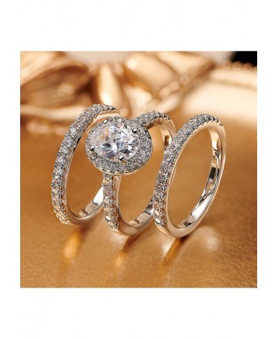 Wedding Rings For Women Oval Halo AAAAA Cubic Circonia Silver Bridal Engagement Rings Size 5-10 $19.05 Engagement Rings