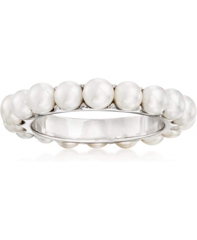 3.5-3.75mm Cultured Pearl Eternity Ring in Sterling Silver $32.93 Eternity Rings