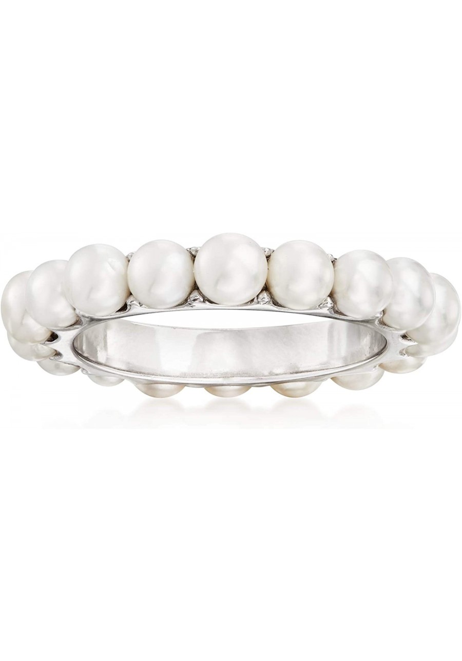 3.5-3.75mm Cultured Pearl Eternity Ring in Sterling Silver $32.93 Eternity Rings