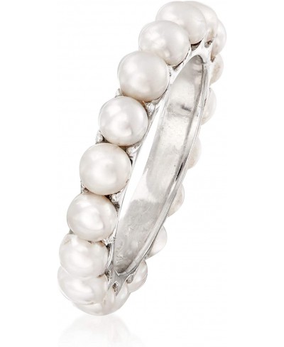 3.5-3.75mm Cultured Pearl Eternity Ring in Sterling Silver $32.93 Eternity Rings