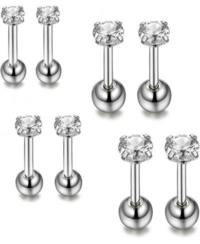 16g Tragus Surgical Stainless Steel Diamond Cubic Zircon Studs Cartilage Earrings Helix Stud Body Piercing Jewelry Set 2mm 3m...