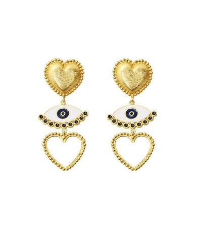 Heart Evil Eye Hoop Dangle Earrings Drop Gold Statement Earrings for Women Halloween Fashion $9.29 Drop & Dangle