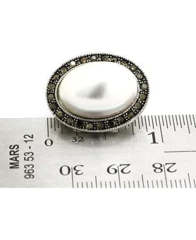 Simulated Pearl Clip On Earrings Oval Black Crystal Rhodium Plated Woman Fashion $31.53 Clip-Ons