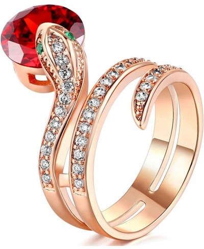 Rose Gold Plated Yellow Red White Crystal Green Eye Snake Ring Promise Party Cocktail Band for Women Girl $11.31 Bands