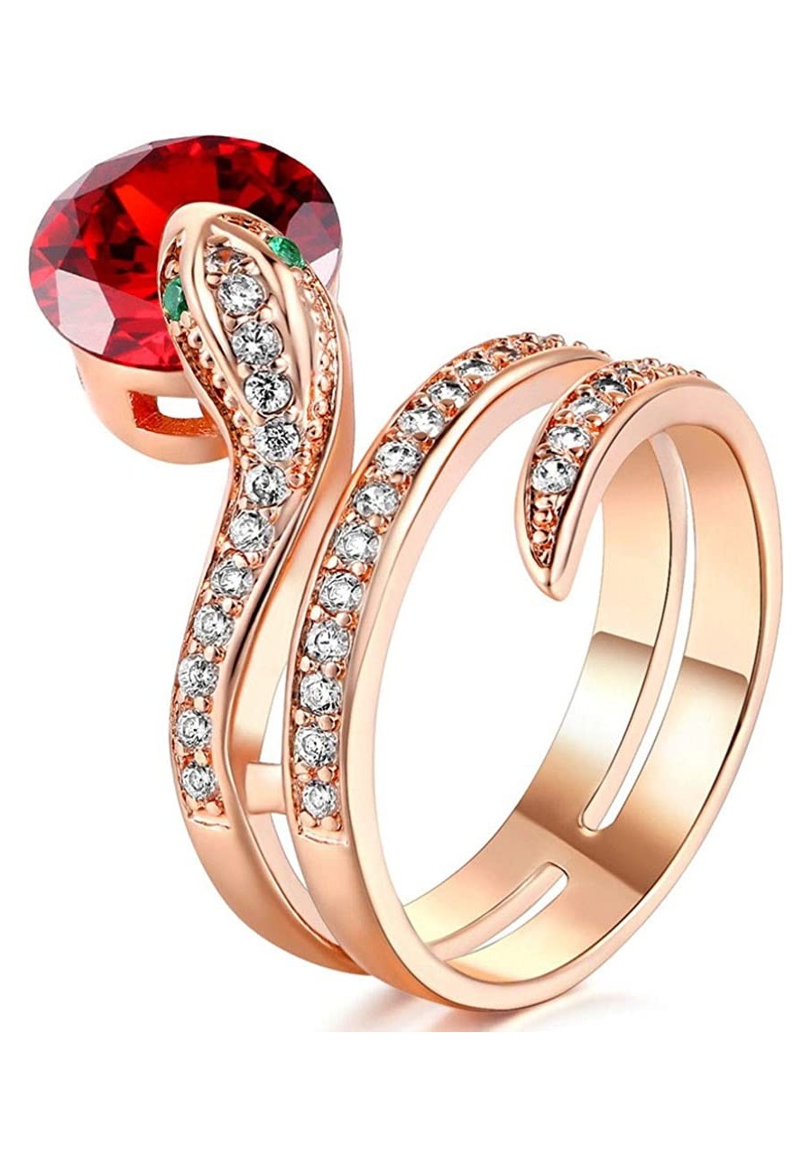 Rose Gold Plated Yellow Red White Crystal Green Eye Snake Ring Promise Party Cocktail Band for Women Girl $11.31 Bands