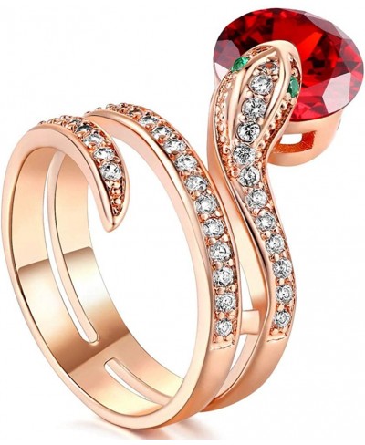 Rose Gold Plated Yellow Red White Crystal Green Eye Snake Ring Promise Party Cocktail Band for Women Girl $11.31 Bands