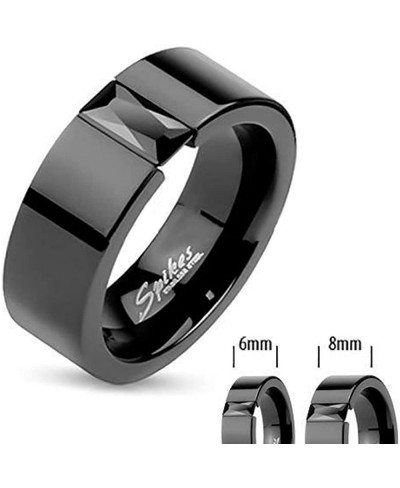 His Hers 4Pc Silver and Black Stainless Steel Wedding Engagement Ring Band Set $30.00 Bridal Sets