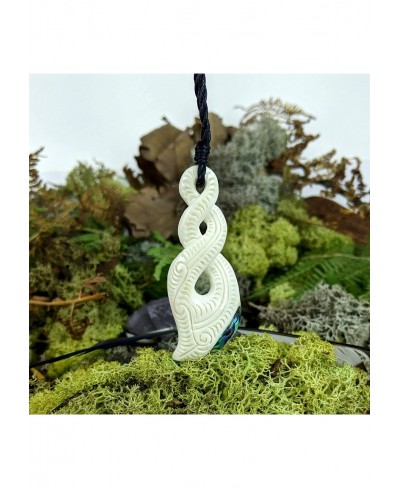 Women's Men's Handcarved Bone Maori Tribal Triple Twist Paua Shell Pendant Necklace $25.79 Pendants & Coins