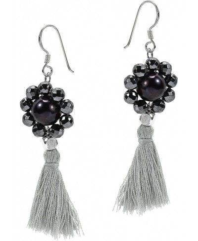 Smoky Couture Cultured Freshwater Black Pearl Tassel Drop .925 Sterling Silver Dangle Earrings $12.42 Drop & Dangle