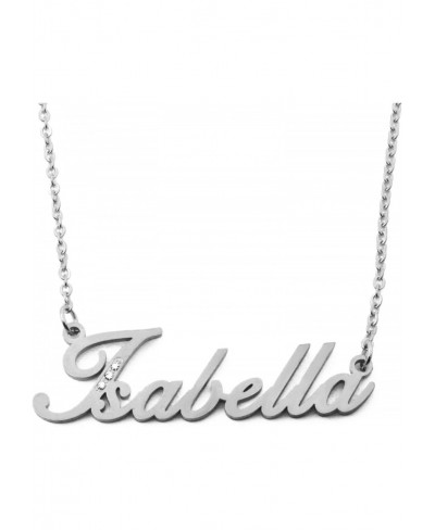 Italic Isabella Name Necklace Personalized - Silver Tone Inc. Crystals - Jewelry Gift Women Girlfriend Mother Sister Friend $...