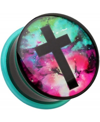 Galaxy Cross Single Flared Ear Gauge Plug $18.70 Piercing Jewelry