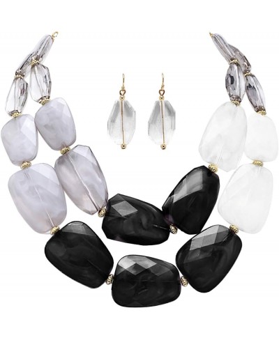 Women's Ombre Polished Resin Statement Necklace Earring Set 16"+3" Extender $28.83 Jewelry Sets