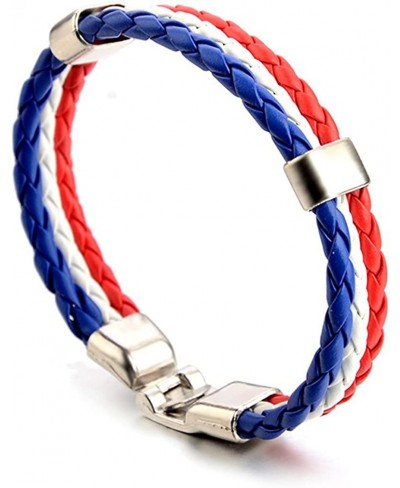 National Flag Bracelet Braided Leather Cuff Men Women Soccer Fan Wristband $10.43 Bangle