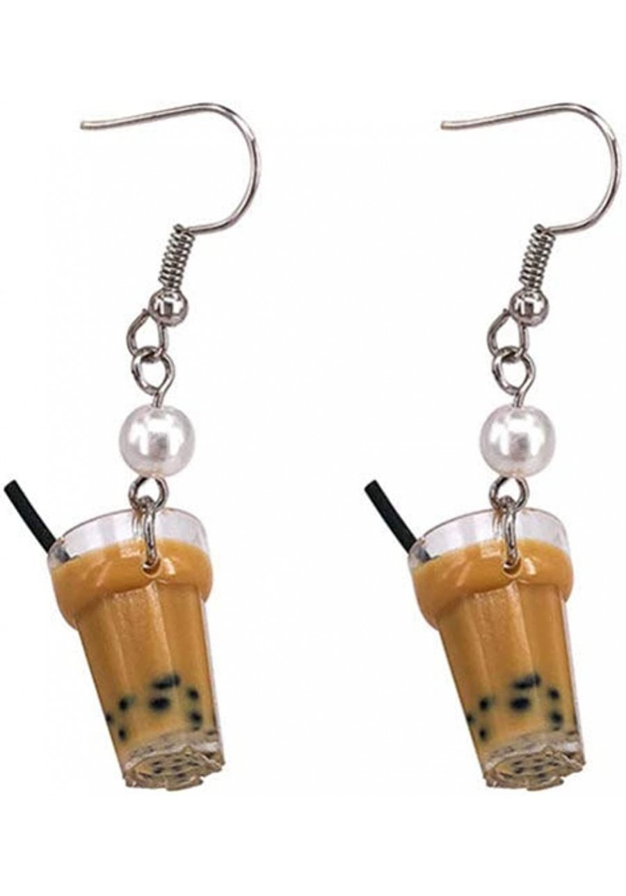 Pearl Milk Tea Dangle Earrings Boba Bubble Tea Earrings Funny Drop Earring for Women Girls Valentines Day Gift $11.15 Drop & ...