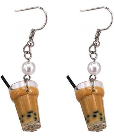 Pearl Milk Tea Dangle Earrings Boba Bubble Tea Earrings Funny Drop Earring for Women Girls Valentines Day Gift $11.15 Drop & ...