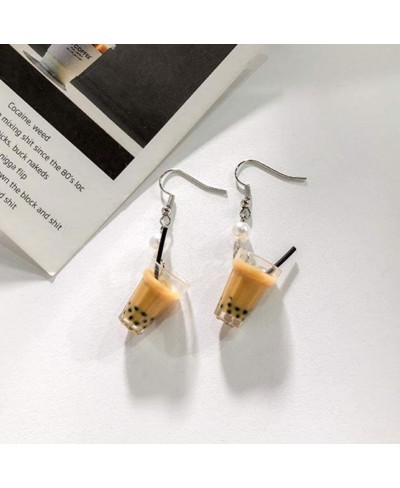 Pearl Milk Tea Dangle Earrings Boba Bubble Tea Earrings Funny Drop Earring for Women Girls Valentines Day Gift $11.15 Drop & ...