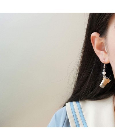 Pearl Milk Tea Dangle Earrings Boba Bubble Tea Earrings Funny Drop Earring for Women Girls Valentines Day Gift $11.15 Drop & ...