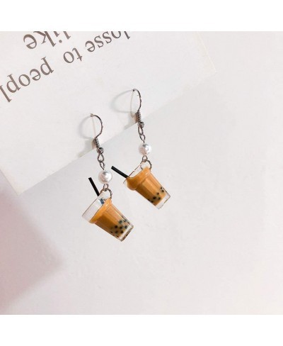 Pearl Milk Tea Dangle Earrings Boba Bubble Tea Earrings Funny Drop Earring for Women Girls Valentines Day Gift $11.15 Drop & ...