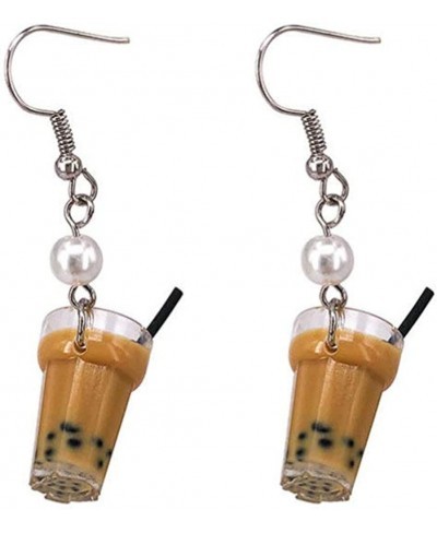 Pearl Milk Tea Dangle Earrings Boba Bubble Tea Earrings Funny Drop Earring for Women Girls Valentines Day Gift $11.15 Drop & ...