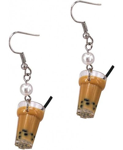 Pearl Milk Tea Dangle Earrings Boba Bubble Tea Earrings Funny Drop Earring for Women Girls Valentines Day Gift $11.15 Drop & ...