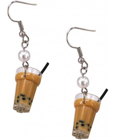 Pearl Milk Tea Dangle Earrings Boba Bubble Tea Earrings Funny Drop Earring for Women Girls Valentines Day Gift $11.15 Drop & ...