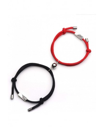 2PCS Magnetic Couples Bracelets Mutual Attraction Bracelet Red Rope Braided Strand Bracelets with Eternal Love Charms Magneti...