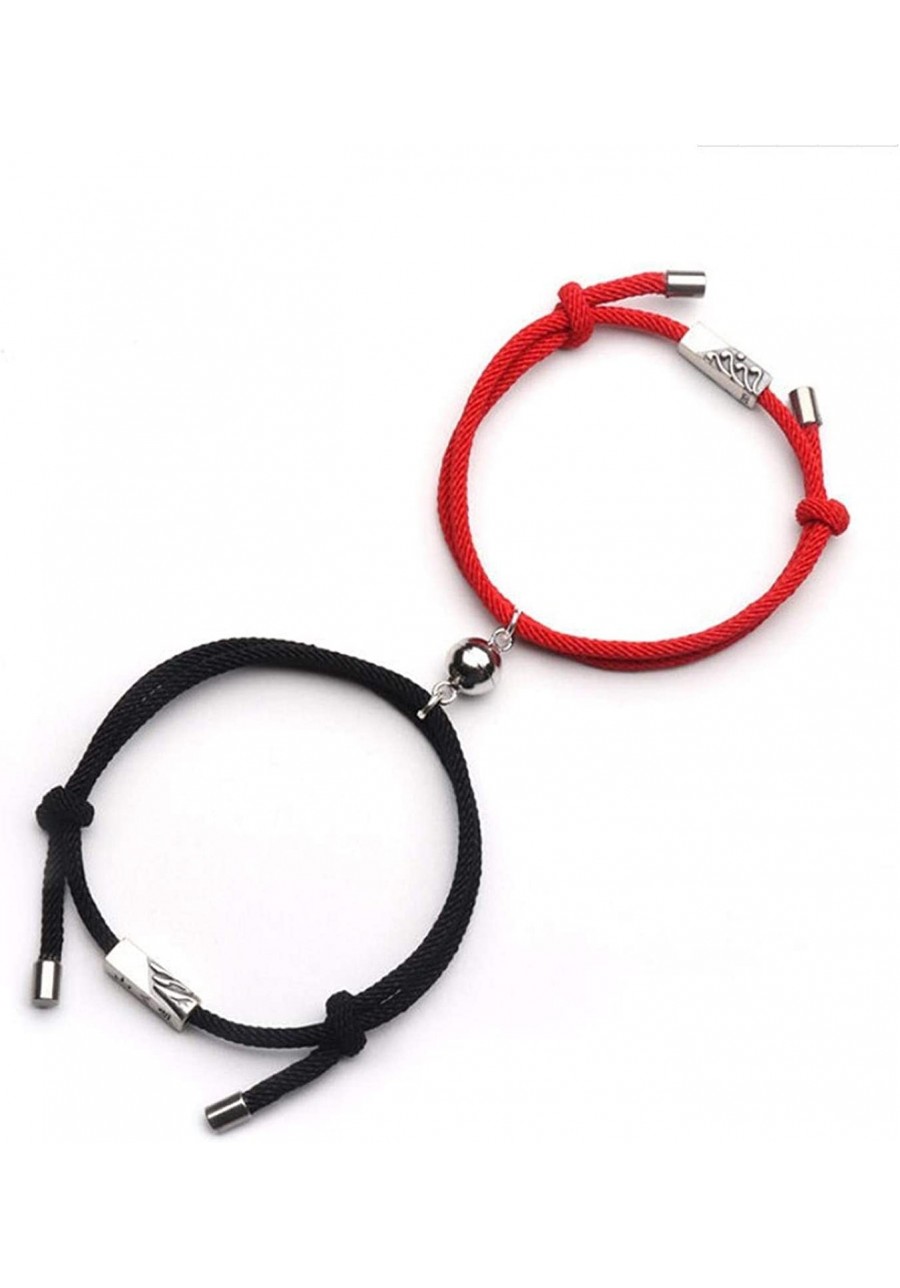 2PCS Magnetic Couples Bracelets Mutual Attraction Bracelet Red Rope Braided Strand Bracelets with Eternal Love Charms Magneti...