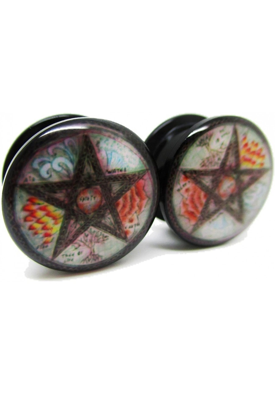 Elemental Pentagram Ear Plugs - Acrylic Screw-On - 8 Sizes Pair* $10.92 Piercing Jewelry