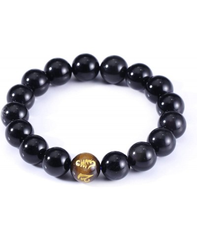 Feng Shui Black Obsidian Beads Bracelets Mantra Amulet Stretch Bangles $12.93 Stretch