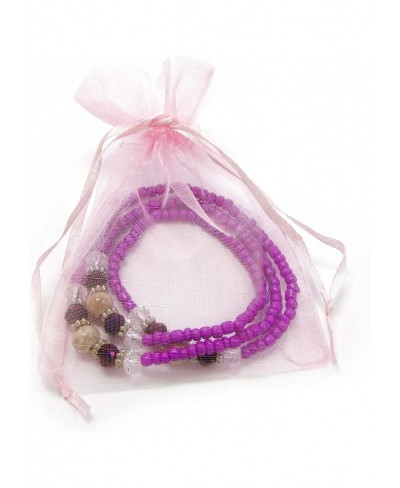 Marble Pattern Porcelain Multi Style Beads Wrap Around Bracelet/Necklace-2 Functions in 1-in Bag Beige/Purple $9.49 Wrap