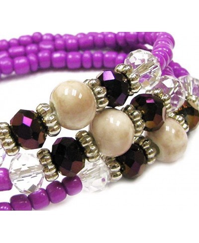 Marble Pattern Porcelain Multi Style Beads Wrap Around Bracelet/Necklace-2 Functions in 1-in Bag Beige/Purple $9.49 Wrap